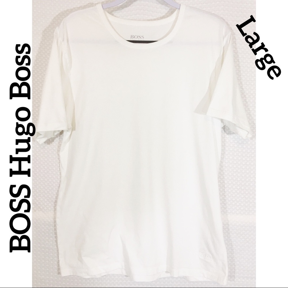 BOSS Hugo Boss White T Shirt Plain Size Large Crew
